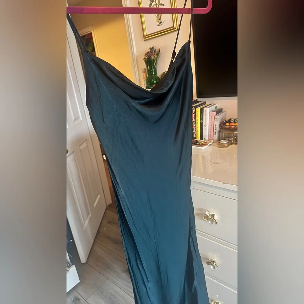 Zara Slip Cowl Neck Emerald Green Maxi Dress - Picture 4 of 5